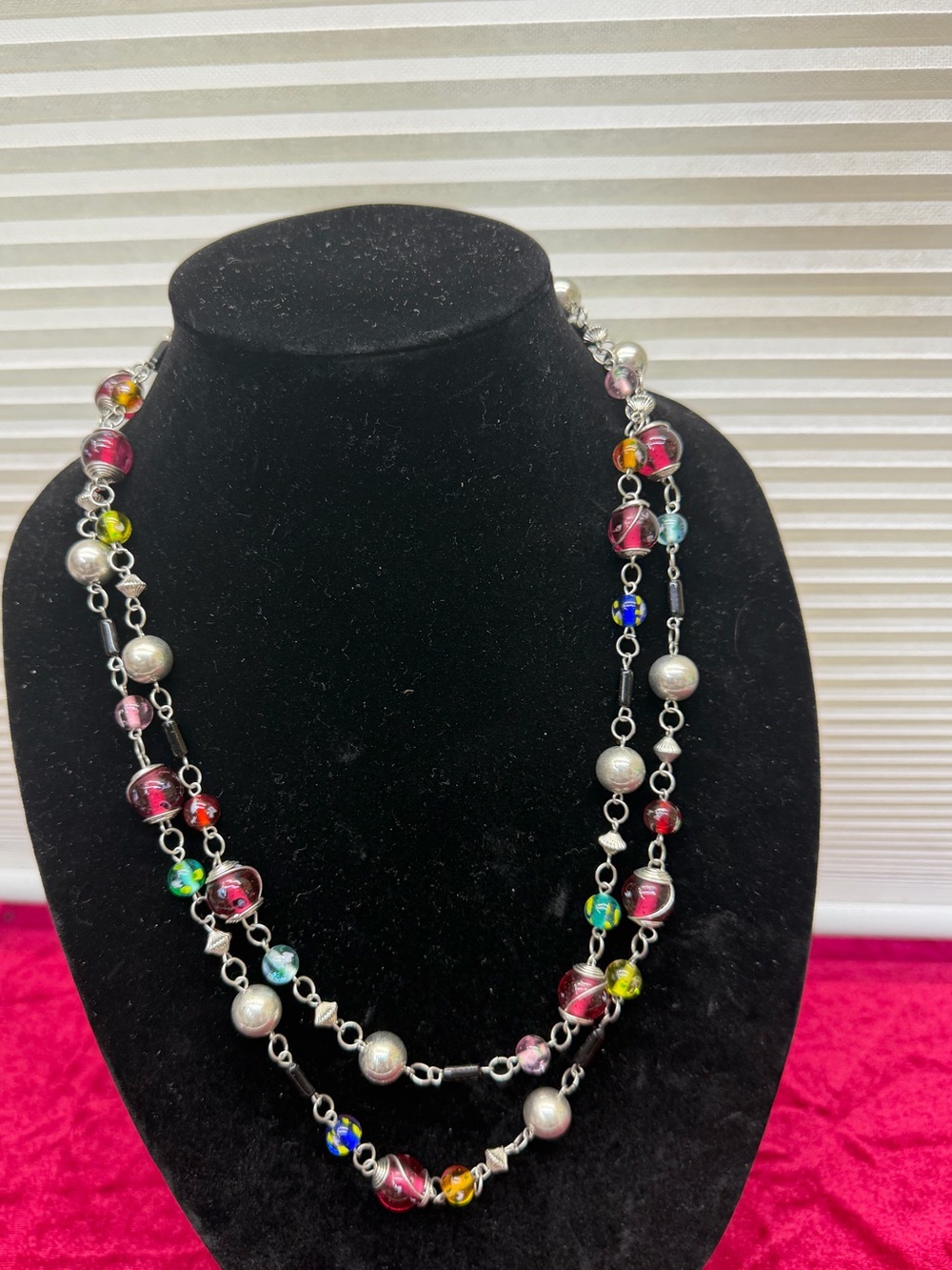 Vintage Glass Beaded Extra Long Necklace